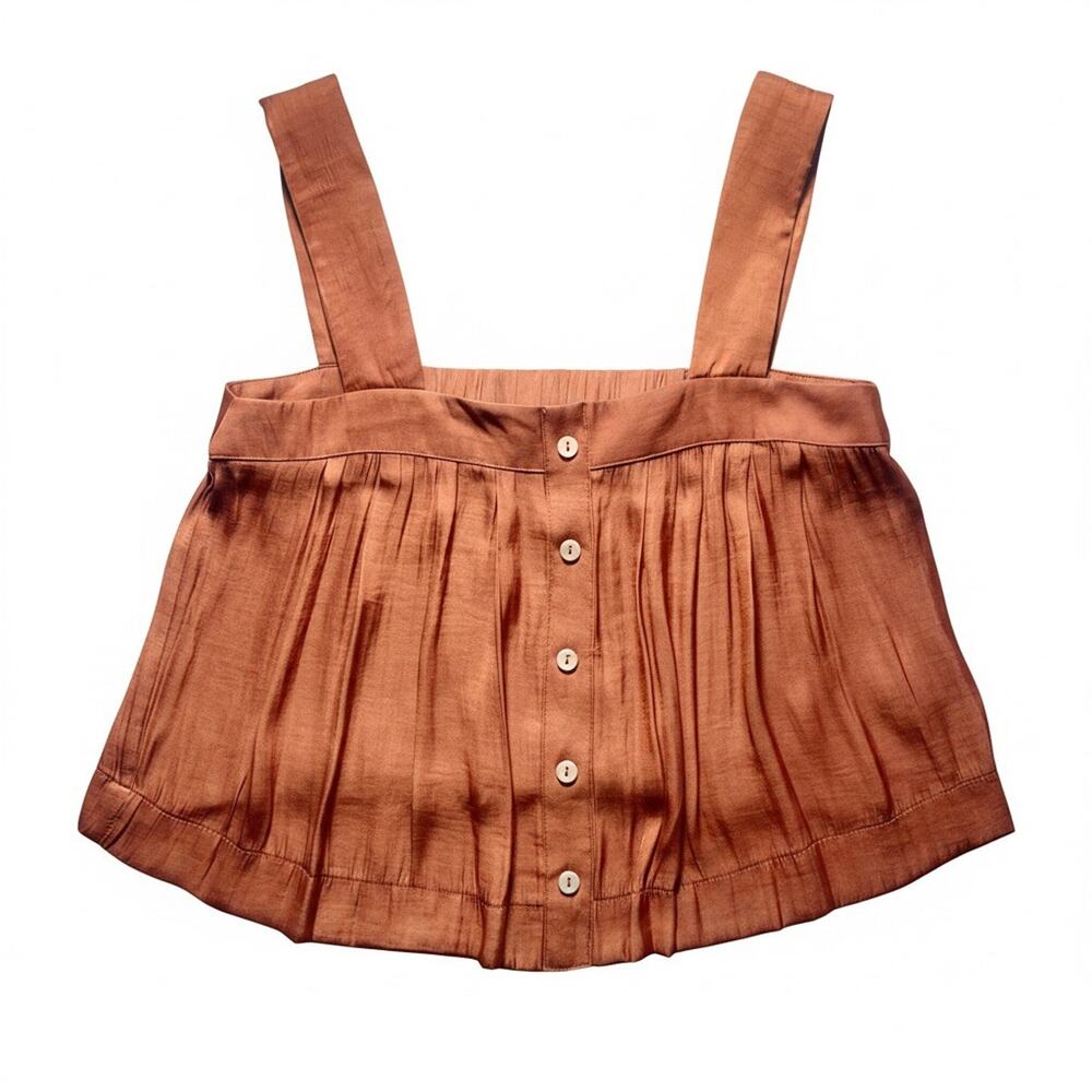 Christian Lacroix Women's Terracota Orange Button Front Tank Small